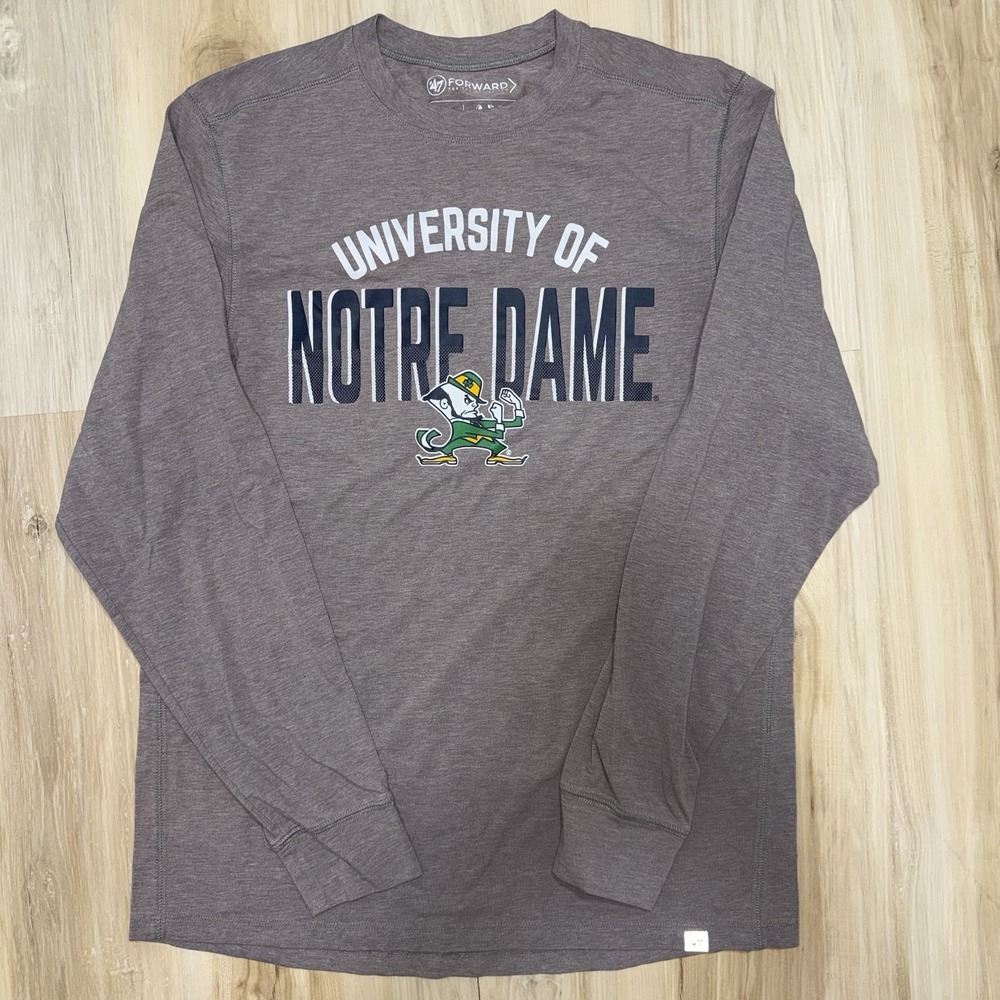 '47 Brand NCAA Notre Dame Fighting Irish Long Sleeve T-Shirt Gray Men's Sz Small